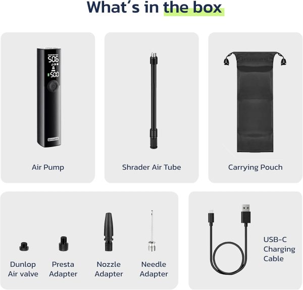Woowind BP188 Bike Pump, The Pro Electric Bicycle Pump Tire Inflator - Image 8