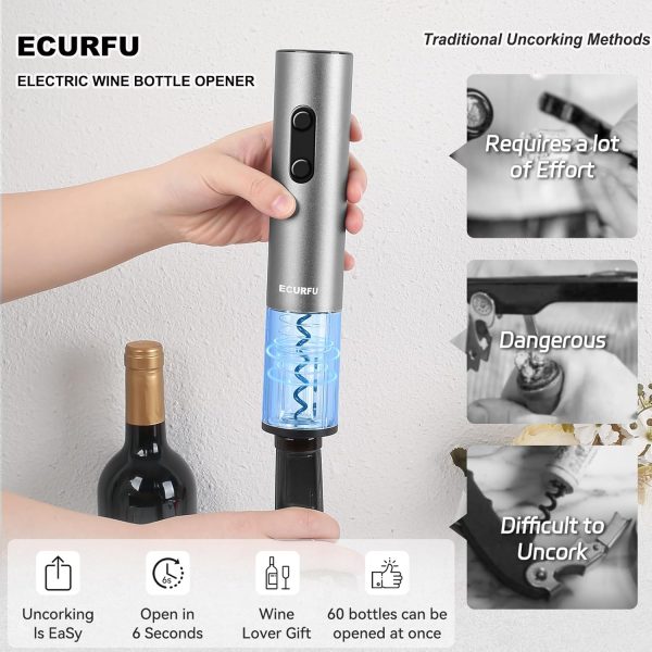 Electric Wine Opener, Battery Operated Wine Bottle Opener with Foil Cutter, - Image 4