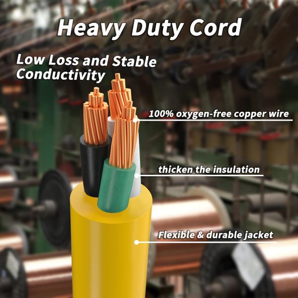 6 FT 12/3 Gauge Heavy Duty Outdoor Extension Cord Waterproof with Lighted, - Image 3