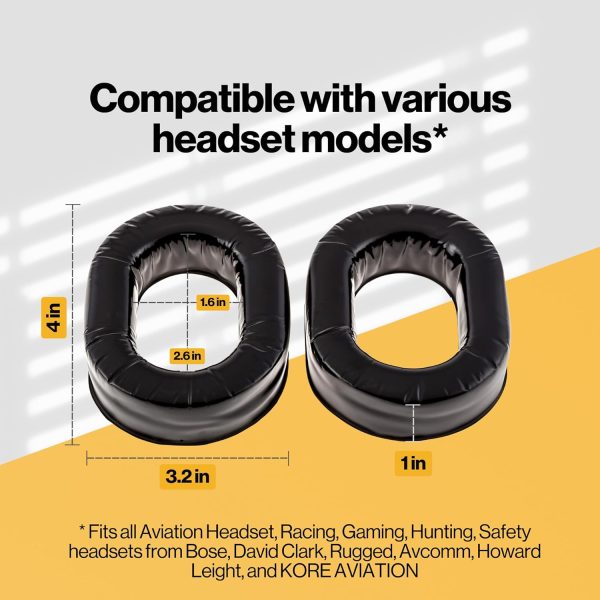 Ultra Plush Silicone Gel Ear Seals Replacement for Aviation Headset, - Image 3