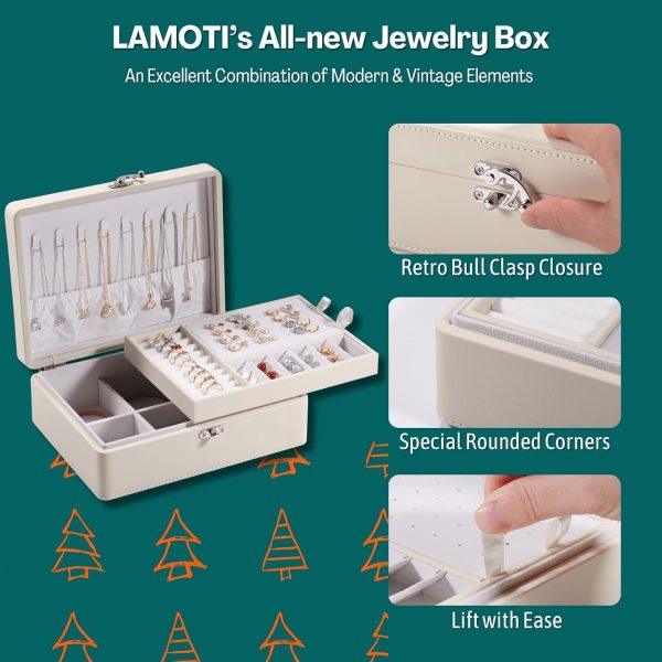 2-Layer Jewelry Box for Women, Floating Effect Leather Jewelry Organizer - Image 2