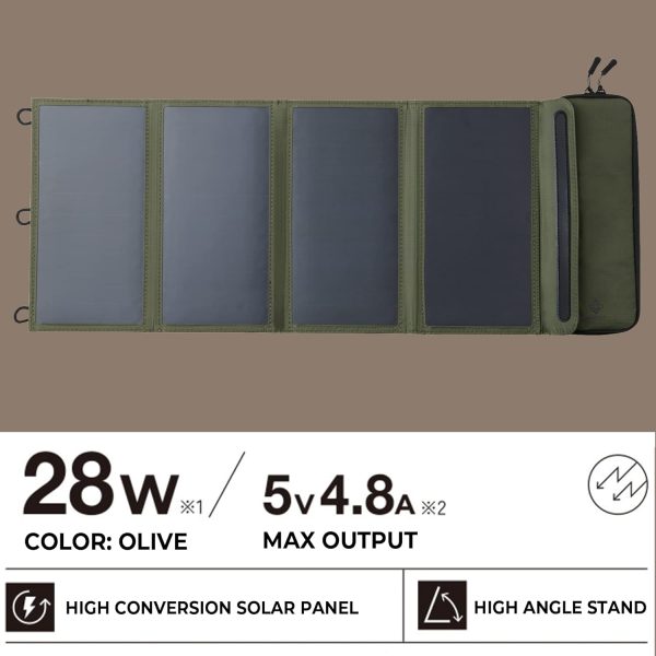 ELECOM NESTOUT Portable Solar Panel, Dual USB-A Ports, 28W Power Generation - Image 3