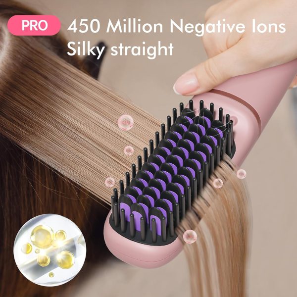 Ionic Hair Straightening Brush|Portable Hot Comb, Pro 450 Million Negative - Image 2