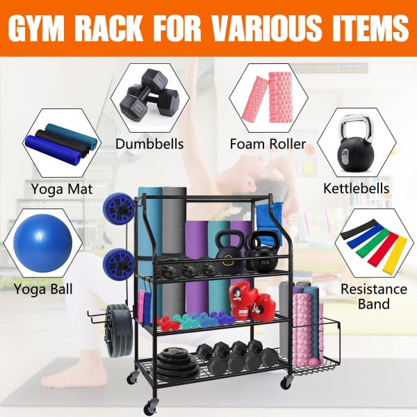 Dumbbell Rack Stand,Weight Rack for Home Gym,Yoga Mat Holder,Kettlebell - Image 2