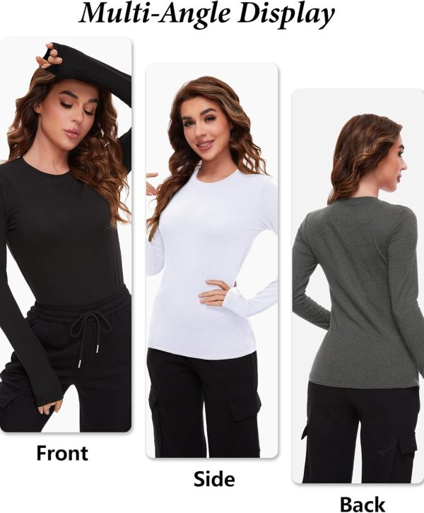 4 Pack Women’s Thermal Shirts, Women Fleece Lined Compression Long Sleeve - Image 5