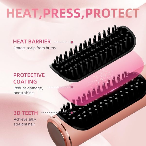 Hair Straightener Brush, Ionic Hair Straightening Brush Flat Iron for - Image 6