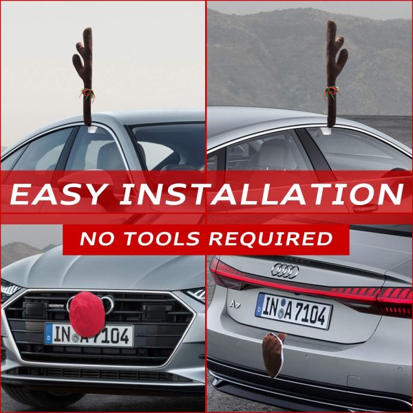 Premium Reindeer Car Kit Antlers, Nose, Tail- Rudolph Set Reindeer - Image 4