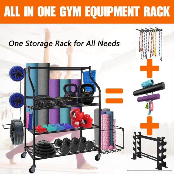 Dumbbell Rack Stand,Weight Rack for Home Gym,Yoga Mat Holder,Kettlebell - Image 4