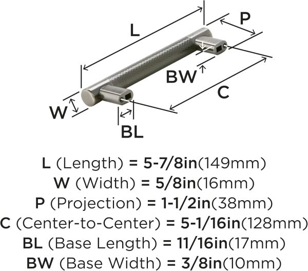 Amerock | Kitchen Cabinet Pull | Gunmetal | 5-1/16 in (128 mm) - Image 3