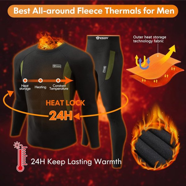 romision Thermal Underwear for Men Long Johns Fleece Lined Hunting Gear - Image 2