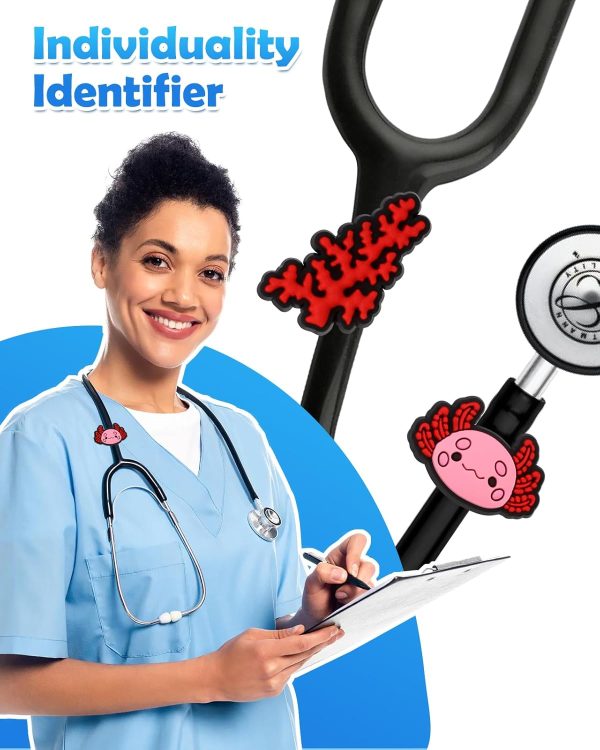 Plifal Stethoscope Charm Tag for Nurse - 5 Pieces Cute Axolotl Stethoscope - Image 3