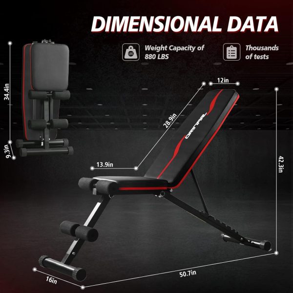 Weight Bench Press, Strength Training Adjustable Workout Benches for Full - Image 4