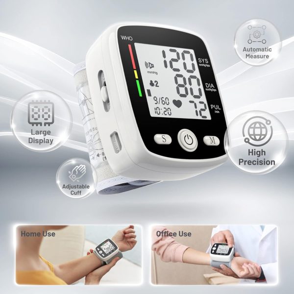 Blood Pressure Monitor Digital Wrist BP Machine Automatic BP Cuff with 2 - Image 2