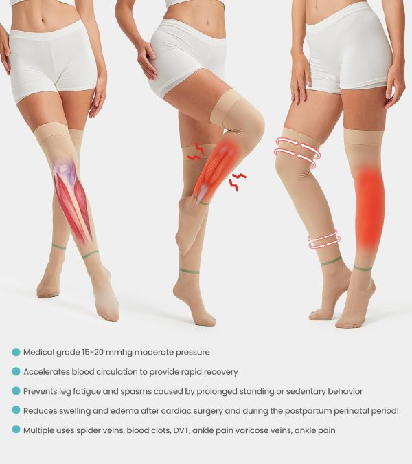 MGANG Ted Hose Thigh High Anti Embolism Compression Stockings for Women & M - Image 6