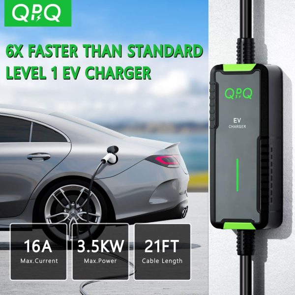 QPQ Level 1-2 EV Charger, 16 Amp 110-240V Portable Electric Car Charger, - Image 2