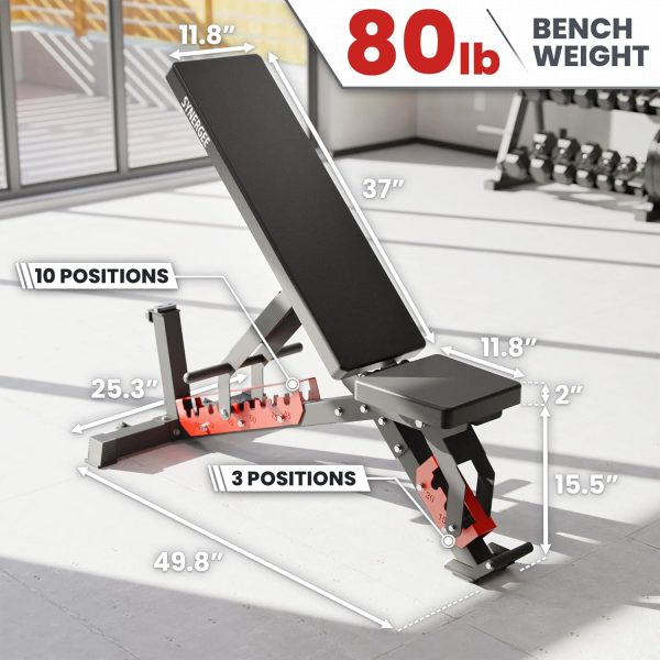 Synergee Adjustable Wing Back Workout Bench. Weight Bench for Dumbbell & - Image 3