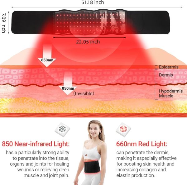 Red Light Therapy Belt with Vibration Massage and Pulse Function, Red Light - Image 6