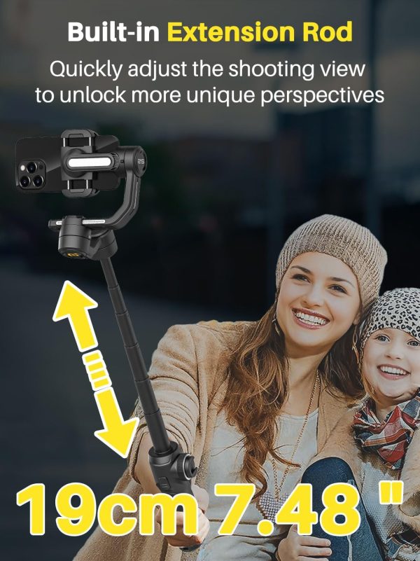 Professional Gimbal Stabilizer for Smartphone,Built-in 18CM Extension Rod - Image 3