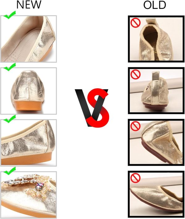 KUNWFNIX Women Ballet Flats Rhinestone Wedding Ballerina Shoes Foldable - Image 5