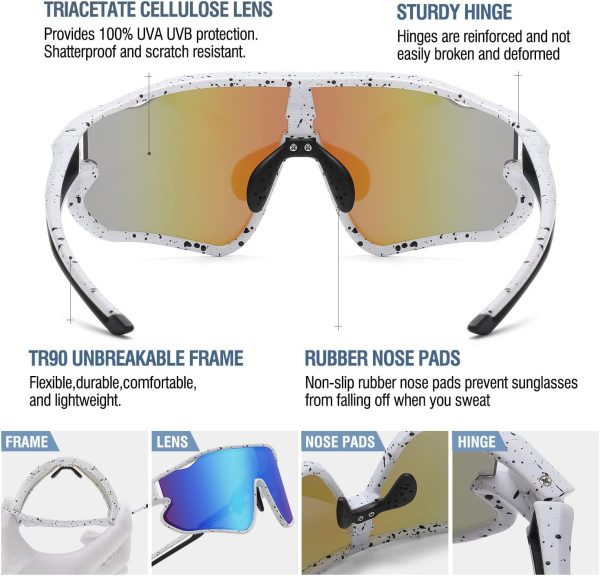 DUCO Kids Sunglasses Youth Baseball Sun Glasses Lightweight TR90 Frame - Image 4