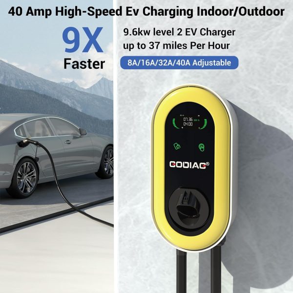 GODIAG Home Level 2 EV Charger, 40Amp, 9.6kw 240V, Wall-Mount Electric - Image 2