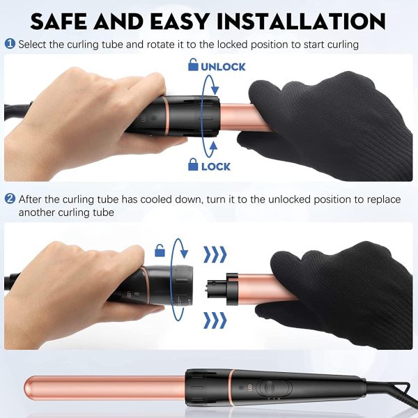 Long Barrel Curling Iron Wand Set, BESTOPE PRO 6 in 1 Curling Wand Set with - Image 6