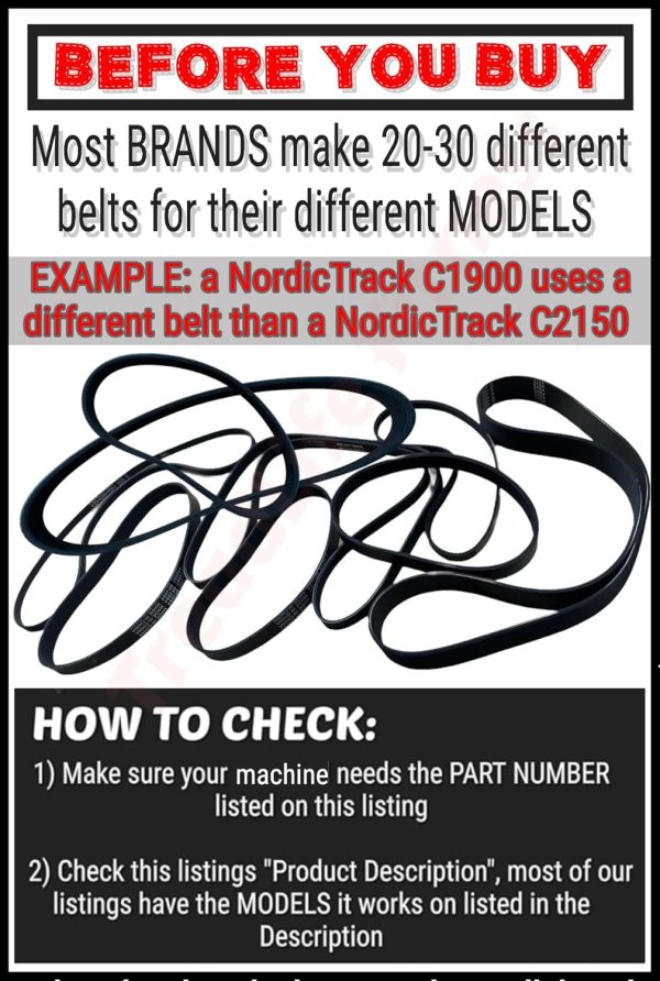 TreadLife Fitness Elliptical Drive Belt - Part No. 144335 - Replacement for - Image 2