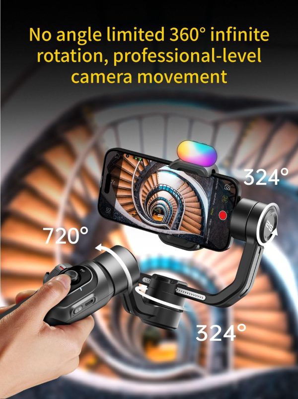 Gimbal Stabilizer for Smartphone, Phone Gimbal w/8" Extension Rod, - Image 5
