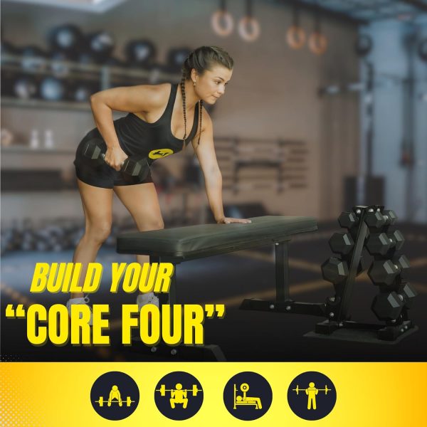 HulkFit 100lb Dumbbell Set with Heavy-Duty 4-Tier A-Frame Rack and - Image 5