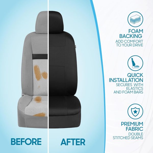 BDK PolyPro Seat Covers Full Set in Solid Black – Front and Rear Split - Image 6