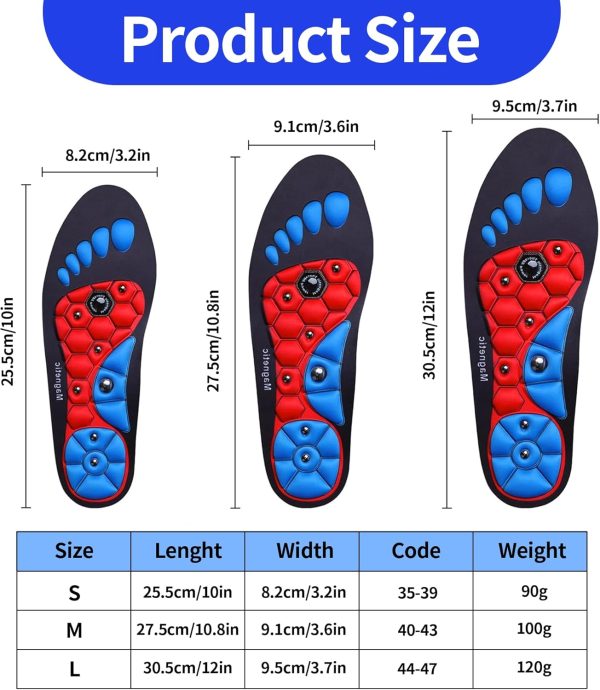 Raised Insole Magnetic Insoles, 1 Pair Magnetic Therapy Insoles, - Image 2