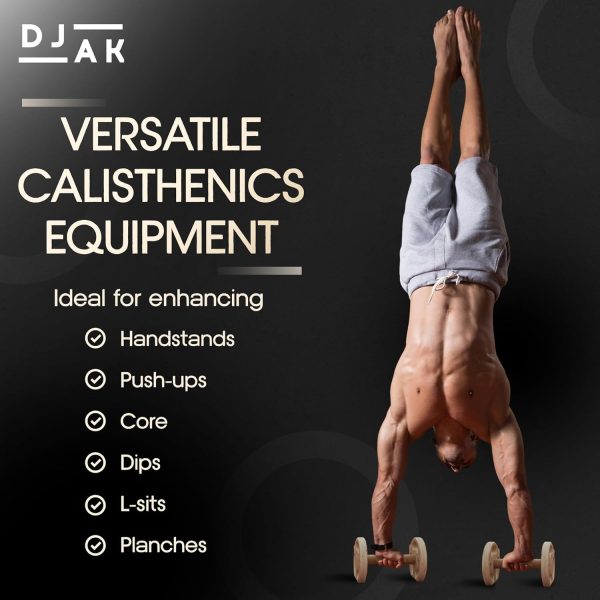 DJAK – Wooden Parallettes Push Up Bars for Calisthenics, Handstand, and - Image 2