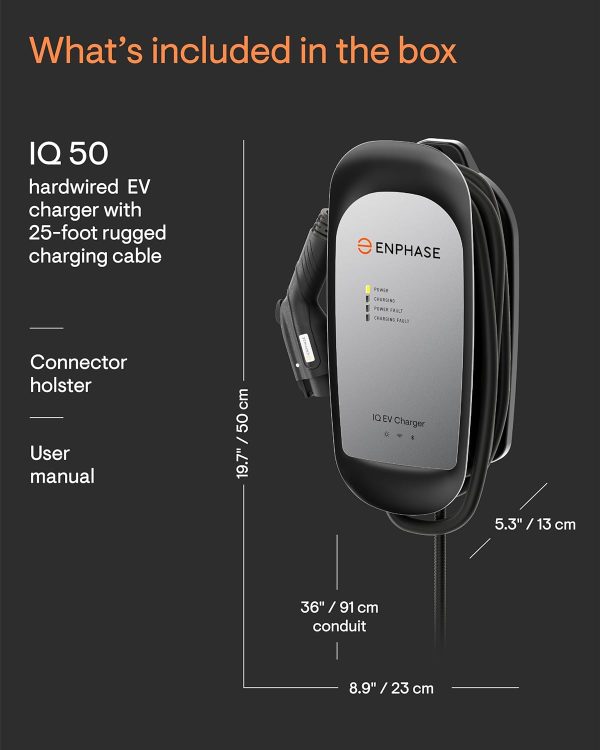 40 Amp Smart EV Charger - Enphase IQ 50, Hardwired, 9.6kW Power, 240V, - Image 4