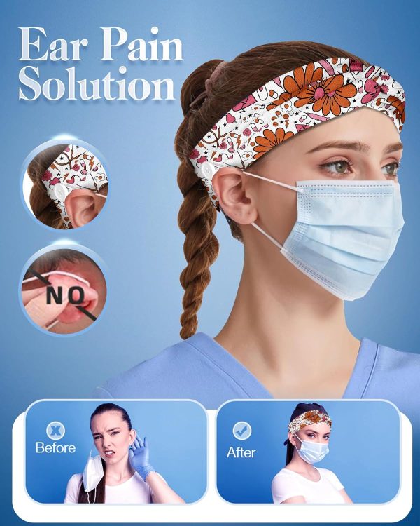 Plifal 4pcs Nurse Headbands for Women with Buttons Non Slip - Cute Dental - Image 2