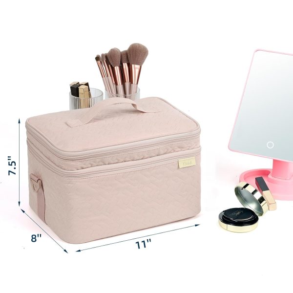 NISHEL Extra Large Double Layer Travel Makeup Bag Women, Cosmetic Organizer - Image 6