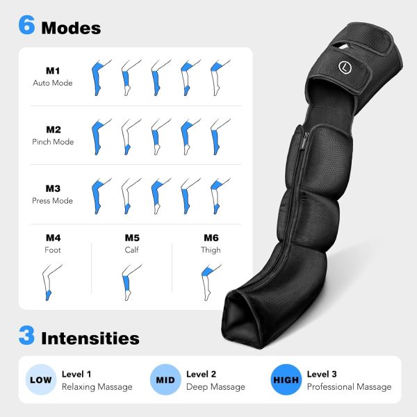 Leg Massager with Heat and Air Compression for Circulation and Pain Relief, - Image 8