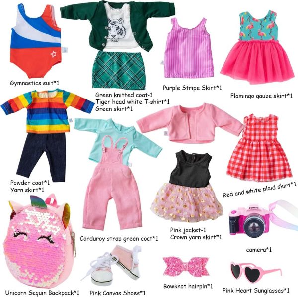ebuddy Doll Clothes and Accessories 8 Sets Outfit with Shoes Backpack - Image 2