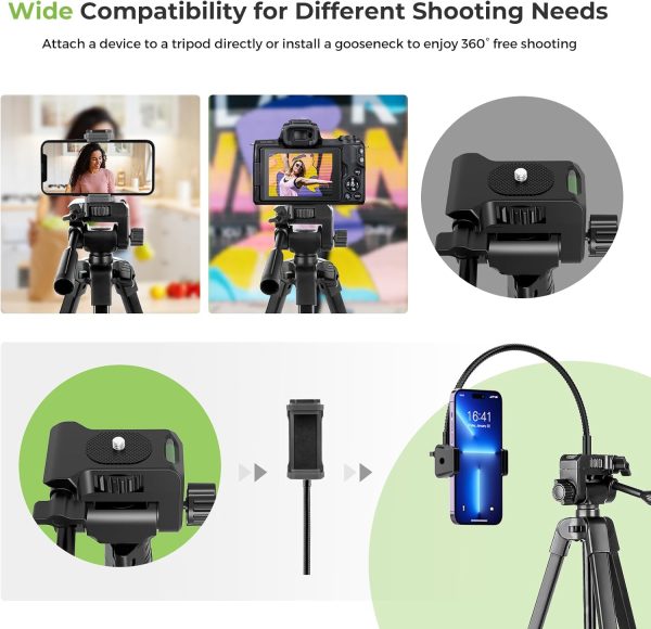 Aureday Phone Tripod, 82" Tripod for iPhone with Flexible Gooseneck, - Image 4
