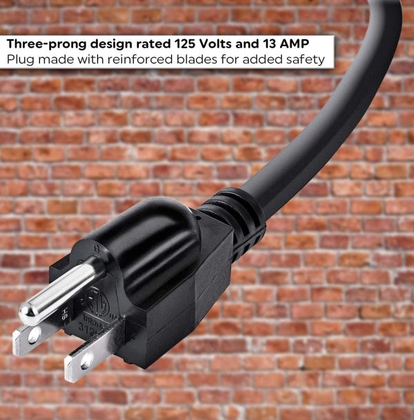 Extension Cord 6 Feet - 16 AWG SJTW Heavy Duty Power Cord - 3 Prong Cable - Image 2