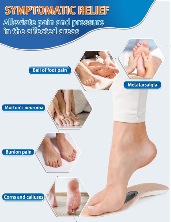 Metatarsal Pads for Women Men, 2 Pairs Ball of Foot Cushions All Day Pain - Image 4