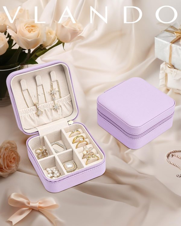 Vlando Small Travel Jewelry Box Organizer - Girls Women Gift Rings Earrings - Image 6