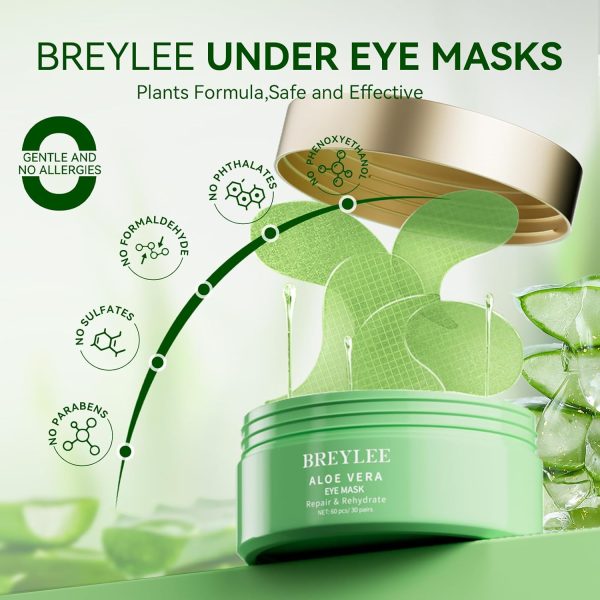 BREYLEE Aloe Vera Eye Masks– 60 Pcs - Puffy Eyes and Dark Circles - Image 8