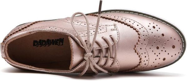 DADAWEN Women's Platform Lace-Up Wingtips Square Toe Oxfords Shoe - Image 6