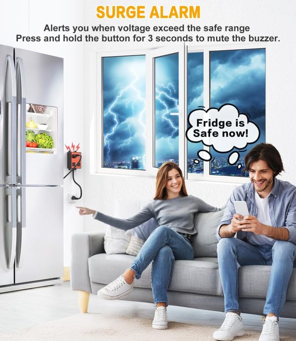 Refrigerator Surge Protector, 3-Outlet 120V for Home Appliance, Time Delay, - Image 3