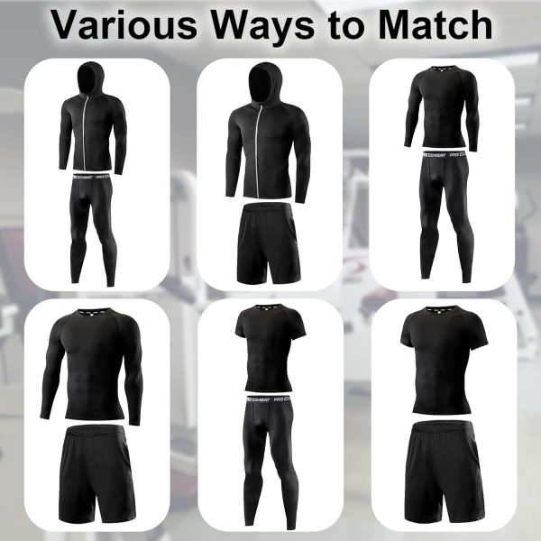 Mens 5Pcs Quick Dry Compression Sets Tops Accessories Clothes Equipment for - Image 2