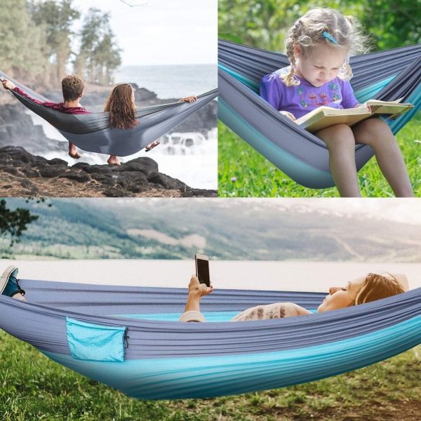 Camping Hammock Portable Nylon Hammocks with Tree Straps Single - Image 7