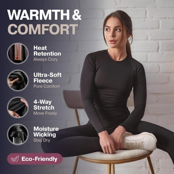 Thermajane Long Johns Thermal Underwear for Women Fleece Lined Base Layer - Image 2