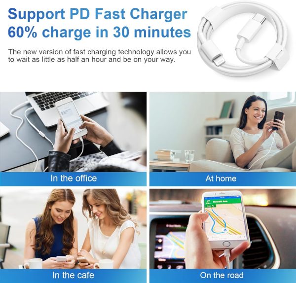 iPhone 14 13 12 11 Super Fast Charger [2Pack] cargador 20W Rapid USB C Wall - Image 7