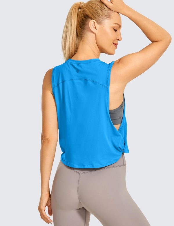 CRZ YOGA Pima Cotton Cropped Tank Tops for Women - Sleeveless Sports Shirts - Image 2