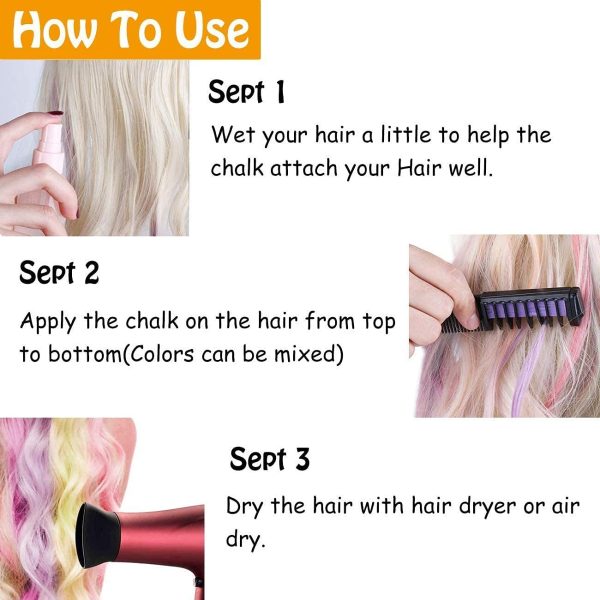 MSDADA 10 Color Hair Chalk for Girls - Hair Chalk Comb Kids Temporary Hair - Image 5